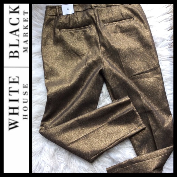NWT WHBM Metallic Slim Ankle Pant - Picture 4 of 9